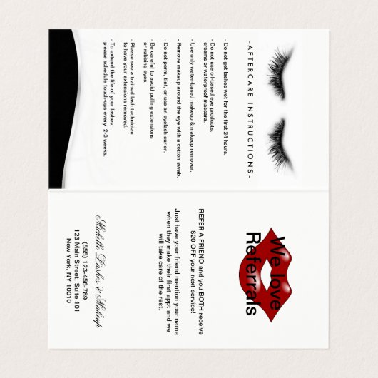 Eenvoudige Chic Eyelash-uitbreidingen na verwijzin Visitekaartje (Binnenkant ongevouwen)