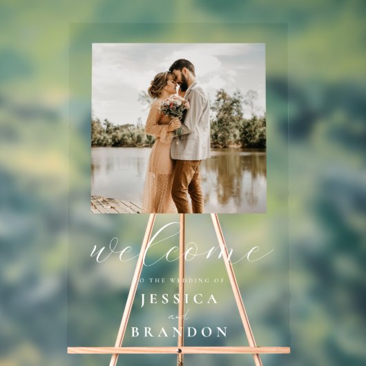 Eenvoudige Chic foto bruiloft welkom Acryl Bord (Neutraal)