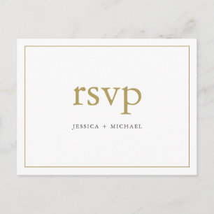 Eenvoudige Chic Gold en White Custom Wedding RSVP Uitnodiging Briefkaart