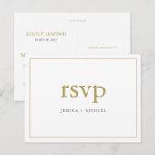 Eenvoudige Chic Gold en White Custom Wedding RSVP Uitnodiging Briefkaart (Voorkant / Achterkant)