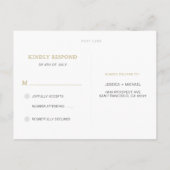 Eenvoudige Chic Gold en White Custom Wedding RSVP Uitnodiging Briefkaart (Achterkant)