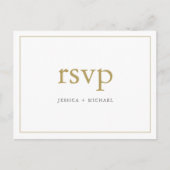 Eenvoudige Chic Gold en White Custom Wedding RSVP Uitnodiging Briefkaart (Voorkant)