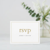 Eenvoudige Chic Gold en White Custom Wedding RSVP Uitnodiging Briefkaart (Staand voorkant)