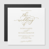 Eenvoudige chic Gold- en White Wedding-uitnodiging Magnetische Uitnodiging (Voorkant / Achterkant)