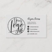 Eenvoudige chic grijs haar make-up foto logo qr co visitekaartje (Voorkant)
