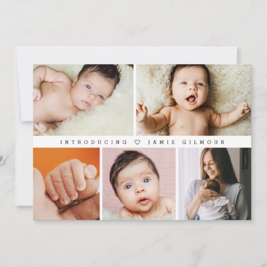 Eenvoudige Chic Introducing Baby foto's Dank u Kaart (Voorkant)