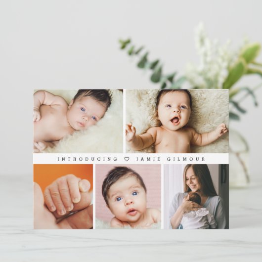 Eenvoudige Chic Introducing Baby foto's Dank u Kaart (Staand voorkant)