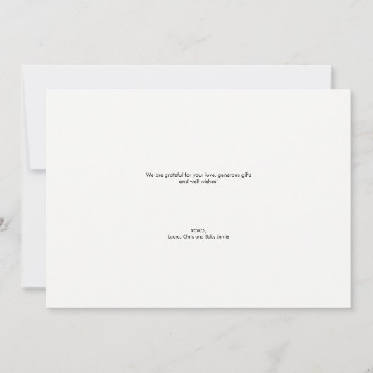 Eenvoudige Chic Introducing Baby foto's Dank u Kaart (Achterkant)