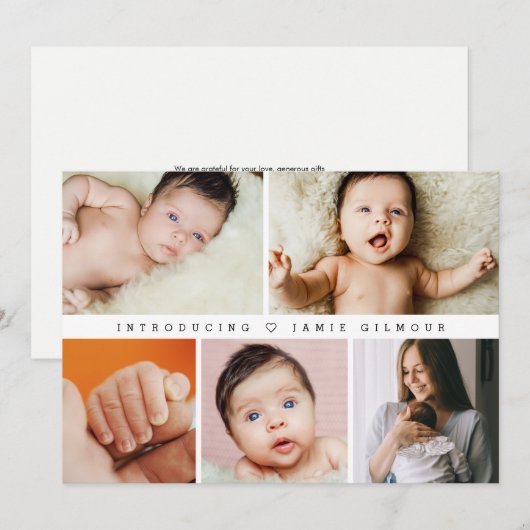 Eenvoudige Chic Introducing Baby foto's Dank u Kaart (Voorkant / Achterkant)