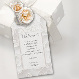 Eenvoudige Chic Ivory White Wedding Favoriet Dank  Cadeaulabel