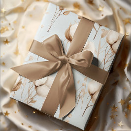 Eenvoudige Chic Katoen Bloemen Neutraal Aardse Gif Inpakpapier Vel