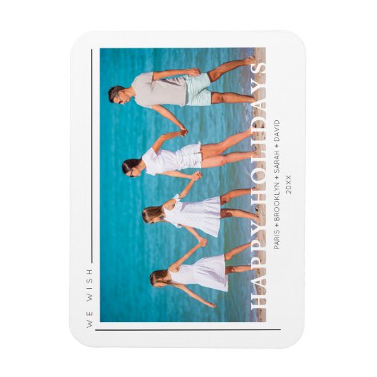 Eenvoudige Chic-kersttypografie Foto's Magneet (Verticaal)