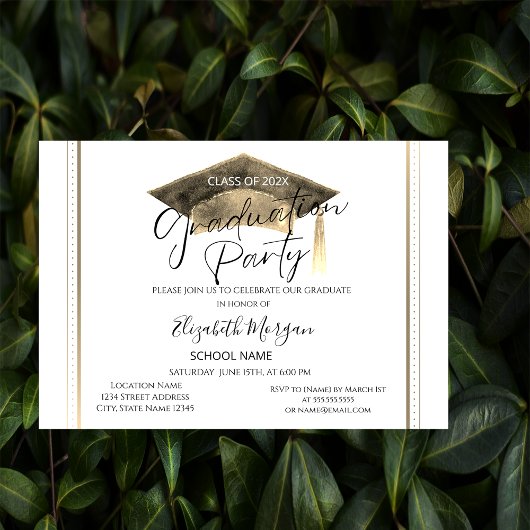 Eenvoudige Chic Lijst Graduation Cap Afstuderen Kaart