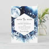 Eenvoudige Chic Maanverlichte bruiloft Save The Date (Staand voorkant)