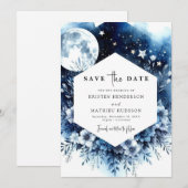 Eenvoudige Chic Maanverlichte bruiloft Save The Date (Voorkant / Achterkant)