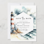 Eenvoudige Chic Minimalistische Vuurtoren Trouwdag Save The Date (Voorkant)