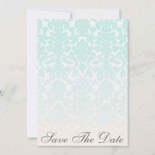 Eenvoudige Chic Mint Damast Save The Date Aankondi (Voorkant)