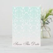Eenvoudige Chic Mint Damast Save The Date Aankondi (Staand voorkant)