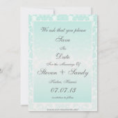 Eenvoudige Chic Mint Damast Save The Date Aankondi (Achterkant)