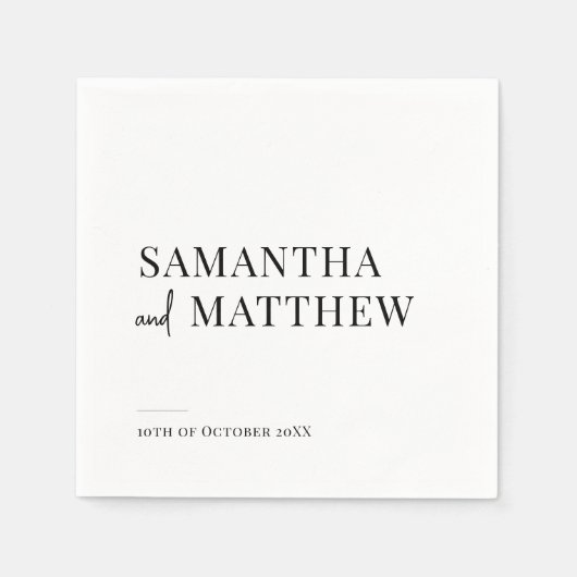 Eenvoudige Chic Modern Couple Names Wedding Servet (Voorkant)