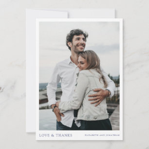 Eenvoudige Chic Moderne Blauwe Tekst Foto Huwelijk Bedankkaart