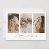 Eenvoudige Chic Multi Foto Collage Prettig Kerstfe Feestdagenkaart (Voorkant)