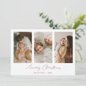 Eenvoudige Chic Multi Foto Collage Prettig Kerstfe Feestdagenkaart (Staand voorkant)
