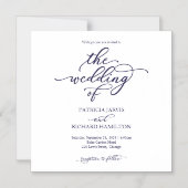 Eenvoudige Chic Navy Blue Script Wedding-uitnodigi Magnetische Uitnodiging (Voorkant)