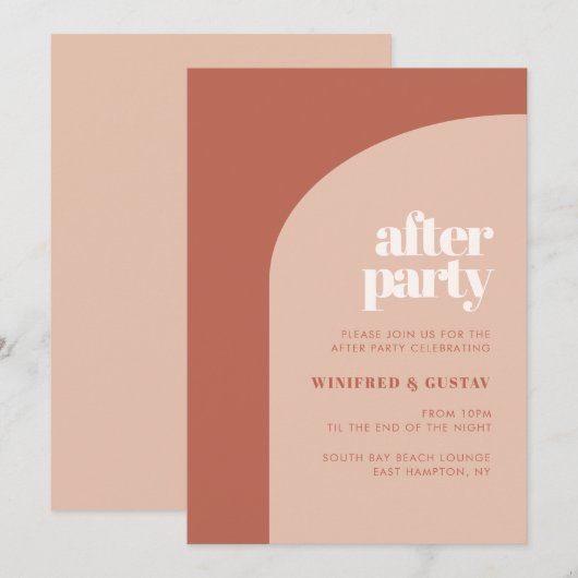 Eenvoudige chic perach terracotta arch na partij kaart (Voorkant / Achterkant)