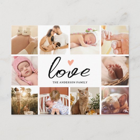 Eenvoudige Chic Photo Collage Liefde en Hart Dank  Briefkaart (Voorkant)