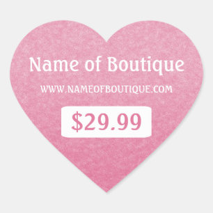 Eenvoudige Chic Pink Boutique Retail Verkoopprijs  Hart Sticker