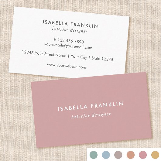 Eenvoudige Chic Professional Minimalist Dusty Pink Visitekaartje