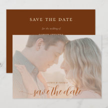 Eenvoudige Chic Rust Brown foto Weduwnaar Save the