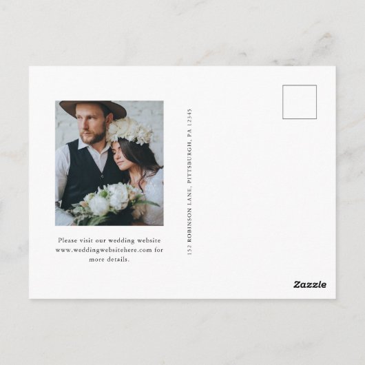 Eenvoudige Chic Rustic Floral Wedding Save the Dat Briefkaart (Achterkant)