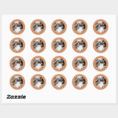 Eenvoudige Chic Save the Date Trouwfoto Oranje Cla Ronde Sticker (Vel)