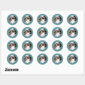 Eenvoudige Chic Save the Date Trouwfoto Teal Ronde Sticker (Vel)