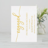 Eenvoudige Chic Script Verloving Feest Folie Uitnodiging (Staand Voorkant)
