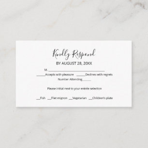 Eenvoudige Chic Script Wedding RSVP Enclosure Kaar Informatiekaartje