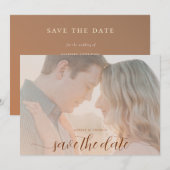 Eenvoudige Chic Terracotta Photo Weddenschap Save  Kaart (Voorkant / Achterkant)