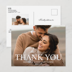 Eenvoudige Chic Trouwfoto Moderne Elegante Dank Je Briefkaart