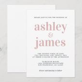 Eenvoudige Chic Typografie Zilver Roze Trouw Kaart (Voorkant / Achterkant)