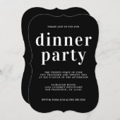 Eenvoudige Chic Typografie Zwarte Dinnerparty Kaart (Voorkant / Achterkant)