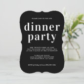 Eenvoudige Chic Typografie Zwarte Dinnerparty Kaart (Staand voorkant)