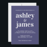 Eenvoudige Chic Typography Navy Blue Wedding Kaart<br><div class="desc">Eenvoudige en chic bruiloft-uitnodiging is voorzien van een witte, stijlvolle, elegante en moderne typografie op een blauw marineklein. Voeg gewoon je trouwgegevens toe. Exclusief voor u ontworpen door Happy Dolphin Studio. Neem contact met ons op via happydolphinstudio@outlook.com als je hulp of overeenkomende producten nodig hebt. We helpen je graag om...</div>