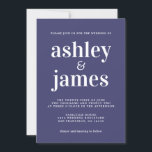 Eenvoudige Chic Typography Navy Blue Wedding Kaart<br><div class="desc">Eenvoudige en chic bruiloft-uitnodiging is voorzien van een witte, stijlvolle, elegante en moderne typografie op een blauw marineklein. Voeg gewoon je trouwgegevens toe. Exclusief voor u ontworpen door Happy Dolphin Studio. Neem contact met ons op via happydolphinstudio@outlook.com als je hulp of overeenkomende producten nodig hebt. We helpen je graag om...</div>