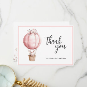 Eenvoudige Chic Waterverf Hete Luchtballon Baby Me Bedankkaart