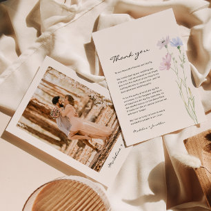 Eenvoudige Chic Wilde Bloem Beige Bruiloft Bedankkaart