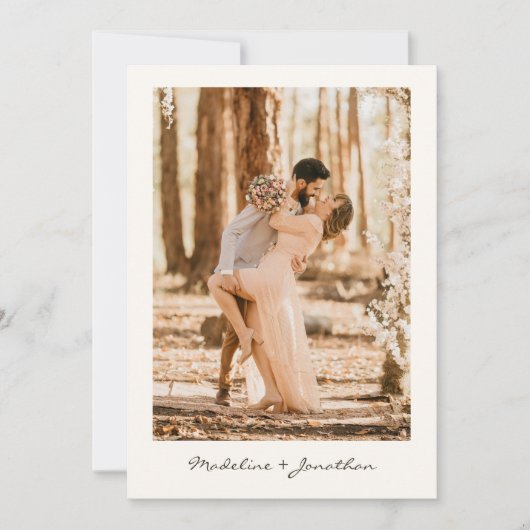 Eenvoudige Chic Wilde Bloem Beige Bruiloft Bedankkaart (Voorkant)