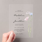 Eenvoudige Chic Wildflower Beige bruiloft Acryl Uitnodigingen (Insitu (Draagbaar))