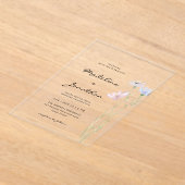 Eenvoudige Chic Wildflower Beige bruiloft Acryl Uitnodigingen (Laagn)